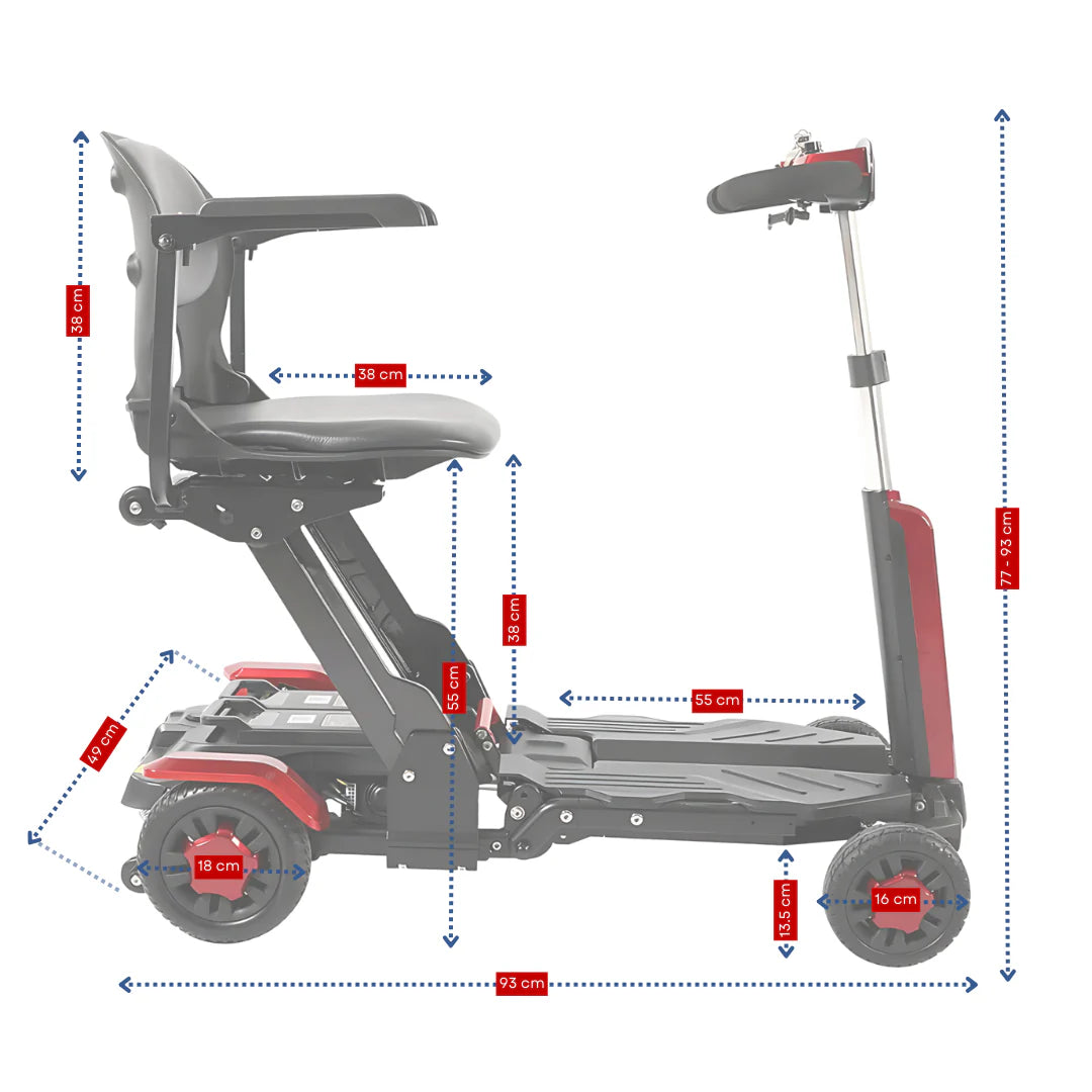 Betty And Bertie Zinnia X Automatic Folding Mobility Scooter (Red)